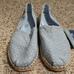 TOMS Light Blue and White Espadrilles